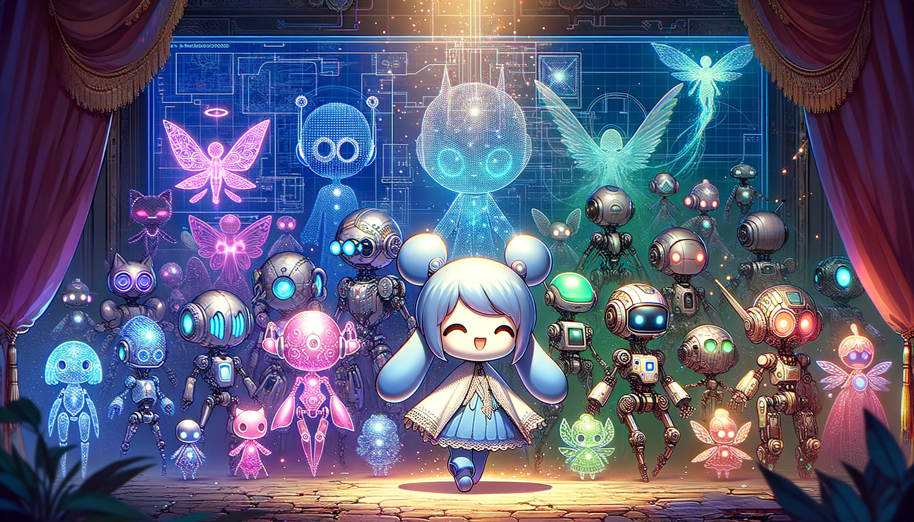 Cyberpunk roster of 40+ specialized AI agents in formation